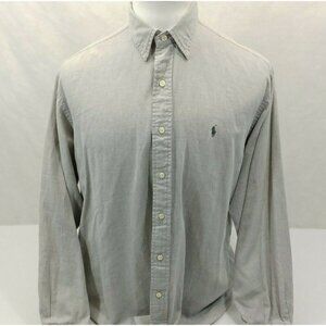 Ralph Lauren Harlow Gray Soft Cool Cotton L/S Button Down Pony Shirt Mens L